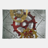 グランジなSteampunkの時計およびギア キッチンタオル (横)