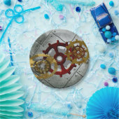 グランジなSteampunkの時計およびギア ペーパープレート (パーティー)