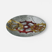 グランジなSteampunkの時計およびギア ペーパープレート (アングル)