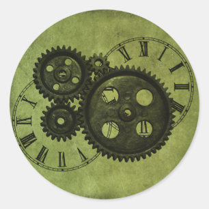 グランジなSteampunkの時計およびギア ラウンドシール