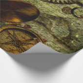 グランジなSteampunkの時計およびギア ラッピングペーパー (角)