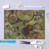 グランジなSteampunkの時計およびギア 薄葉紙 (クラフト)