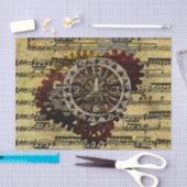 グランジなSteampunkの時計およびギア 薄葉紙 (クラフト)