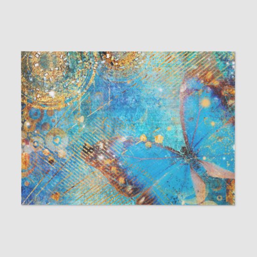 グランジなSteampunkの蝶抽象デザイン 薄葉紙 (正面)