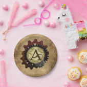 グランジなSteampunkはモノグラムの手紙Aを連動させます ペーパープレート (パーティー)