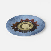 グランジなSteampunkはモノグラムの手紙Cを連動させます ペーパープレート (アングル)