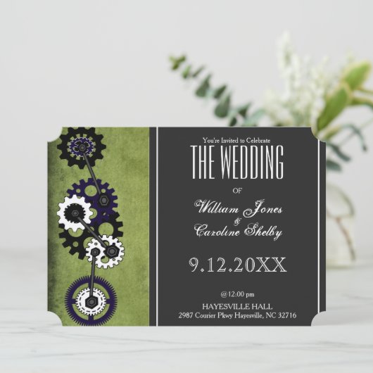 グランジなSteampunkは結婚式招待状を連動させます 招待状 (スタンド正面)