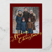 グランジのクリスマスとあなたの写真 箔シーズンカード (正面)