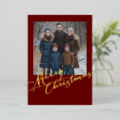 グランジのクリスマスとあなたの写真 箔シーズンカード (立ち正面)