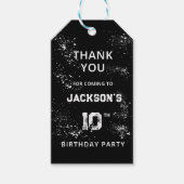 グランジのペイントスプラッター 黒と白のありがとう ギフトタグ (正面)