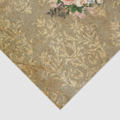 、グランジのヴィンテージ、ダマスク織、ビクトリア時代の人、シックなピンク花 薄葉紙 (詳細)