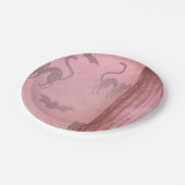 グランジほこりっぽいピンクの猫のこうもりとストライプハロウィーン ペーパープレート (アングル)