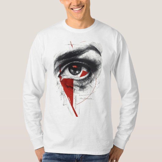 グランジアイ柄ロングスリーブシャツ Tシャツ (正面)