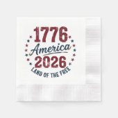 グランジアメリカ 1776 - 2026 自由の国 縁ありカクテルナプキン (正面)