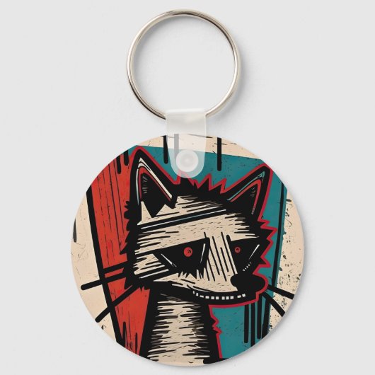 グランジキャットアート キーホルダー (正面)