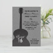 グランジギター ストライプ スイート16 招待状 ブラック (スタンド正面)