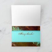 グランジサンキューカードフラワーブルーブラウン サンキューカード (内部)