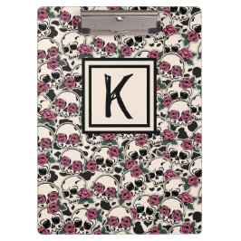 グランジスカルとバラクリップボモノグラムのード クリップボード