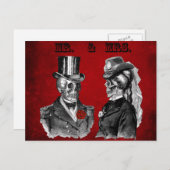 グランジスカル結婚と記念日パーティー インビテーションポストカード (正面/裏面)