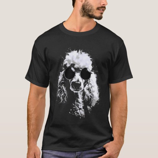 グランジスタイルのヒップスター・プードル犬のサングラス Tシャツ (正面)