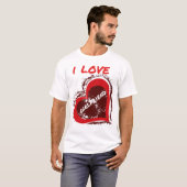 グランジスタイルの彼女大好きハートデザイン Tシャツ (正面フル)