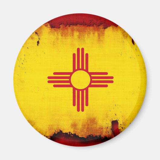 グランジスタイルニューメキシコ国旗 マグネット (正面)