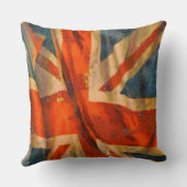 グランジスタイルユニオンジャックブリティッシュ国旗イラストレーション クッション (裏面)