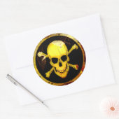 グランジスタイル金ゴールドスカルとクロスボーン ラウンドシール (封筒)