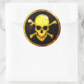 グランジスタイル金ゴールドスカルとクロスボーン ラウンドシール (バッグ)