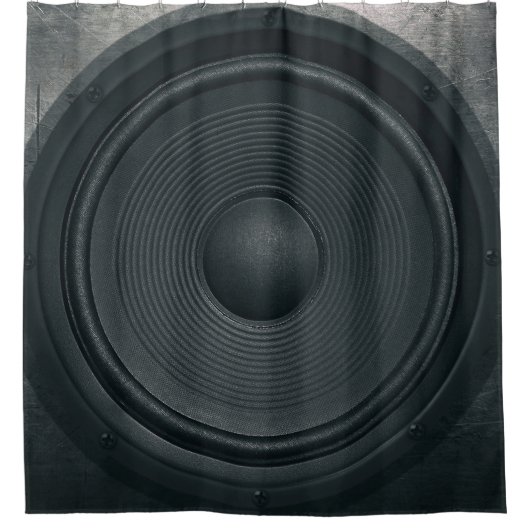 グランジスタイル、オーディオスピーカーの背景 シャワーカーテン (正面)