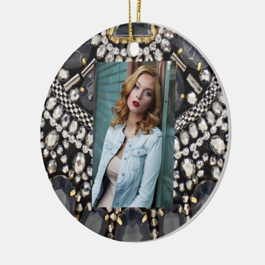 グランジスチームパンク芸術デコ黒銀ボヘミアン セラミックオーナメント (左)