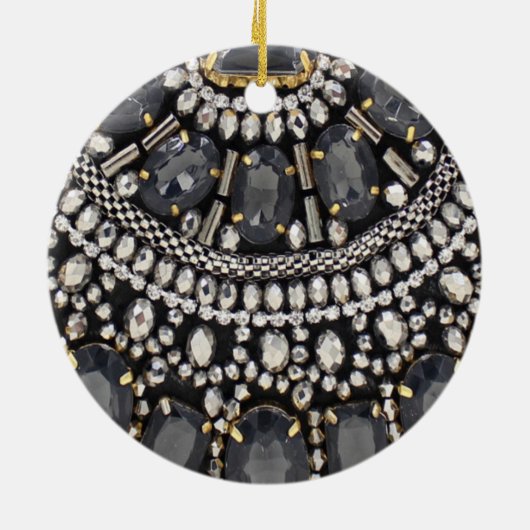 グランジスチームパンク芸術デコ黒銀ボヘミアン セラミックオーナメント (裏面)