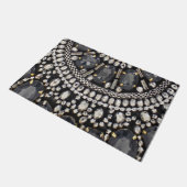 グランジスチームパンク芸術デコ黒銀ボヘミアン ドアマット (アングル)