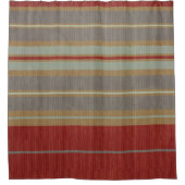 グランジストライプモダン赤キャラメルグリーンホワイト シャワーカーテン (正面)