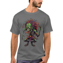 グランジゾンビスカルホラグラフィティTシャツ