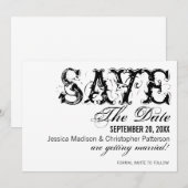 グランジタイポグラフィ日付の保存（黒） セーブザデート (正面/裏面)