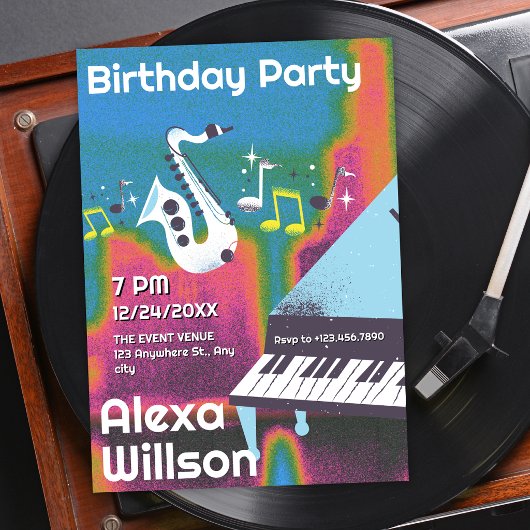 グランジツクジャズ音楽 誕生日 招待状