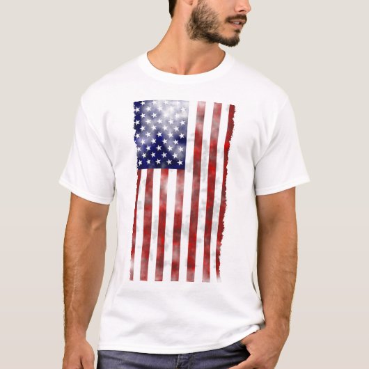 グランジテクスチャーアメリカ国旗愛国 Tシャツ (正面)