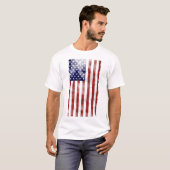 グランジテクスチャーアメリカ国旗愛国 Tシャツ (正面フル)