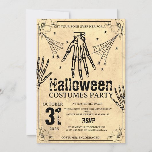 グランジドクロの手 ハロウィンコスチューム パーティー 招待状 (正面)