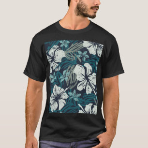 グランジハイビスカス、熱帯フローラ壁紙。 Tシャツ