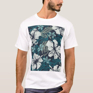 グランジハイビスカス、熱帯フローラ壁紙。 Tシャツ