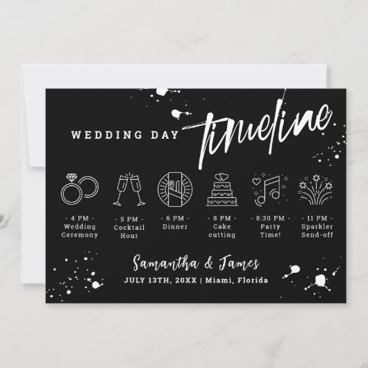 グランジハロウィン結婚のタイムラインウェルカムカード 招待状 (正面)