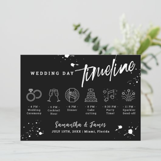 グランジハロウィン結婚のタイムラインウェルカムカード 招待状 (スタンド正面)