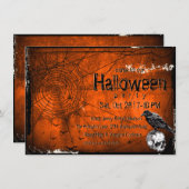 グランジハロウィーンスパイダーウェッブレイブン&スカル 招待状 (正面/裏面)