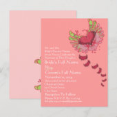 グランジハートラズベリーピンク結婚式招待状 インビテーションポストカード (正面/裏面)