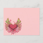 グランジハートラズベリーピンク結婚式招待状 インビテーションポストカード (裏面)