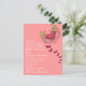 グランジハートラズベリーピンク結婚式招待状 インビテーションポストカード (スタンド正面)