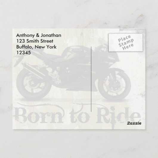 グランジバイクもしくは自転車に乗る人結婚の感謝 ポストカード (裏面)