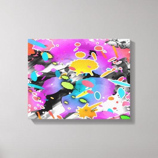 グランジパンクのスプラッターアート キャンバスプリント (正面)